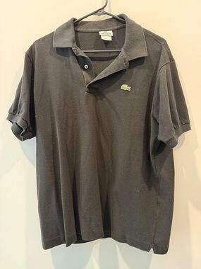 Lacoste Men's Black Polo with Green Crocodile Logo